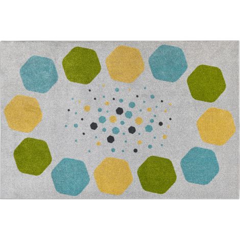 Covor dreptunghiular gri cu hexagoane colorate, 2x3 m, gradinita, scoala - imagine 8